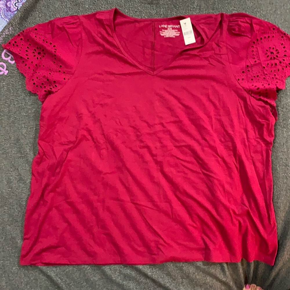 NWT Lane Bryant burgundy flutter sleeve top